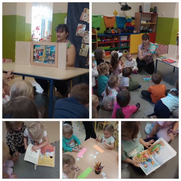 Pani bibliotekarka z wizytą u kotków w Dzień Postaci z Bajek 