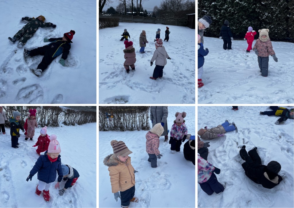 Misie bawią się na śniegu 